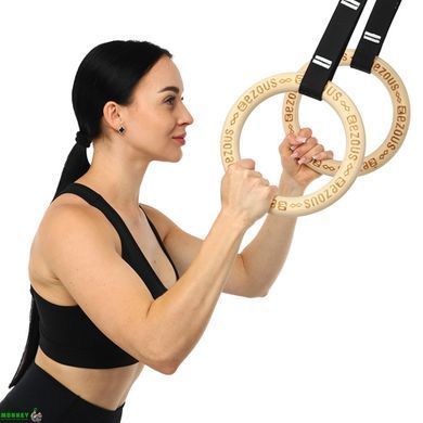 Кольца гимнастические для Кроссфита WOODEN GYM RINGS EZOUS E-02 d-32мм