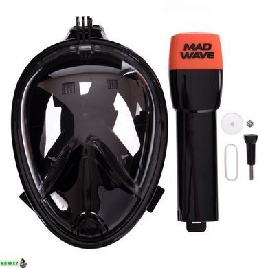 Маска для снорклинга с дыханием через нос MadWave FULL-FACE M061907 (силикон, пластик, черный)