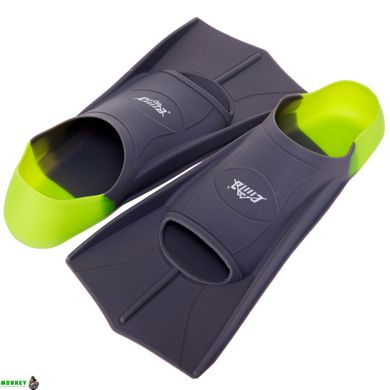Ласты для тренировок в бассейне короткие с закрытой пяткой CIMA PL-6090-05 размер 30-44 серый-зеленый