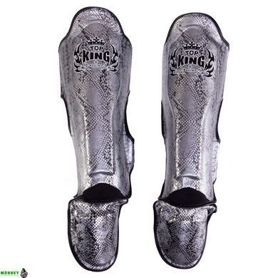 Защита голени и стопы для единоборств TOP KING Super Snake TKSGSS-02 Белый-серебряный S