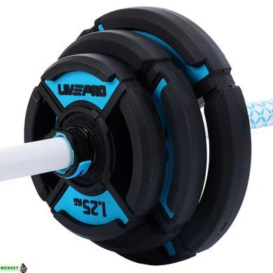 Штанга для фитнеса (фитнес памп) LiveUp LP8037 длина-1,42м 30мм 20кг черный-синий
