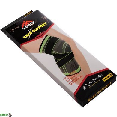 Наколенник бандаж эластичный SP-Sport с фиксирующим ремнем ST-2502 XL1шт серый-салатовый
