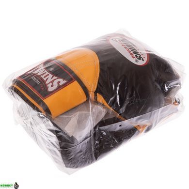 Перчатки боксерские кожаные TWINS BGVL11 Черный-красный 10 унции VELCRO 10-14унций