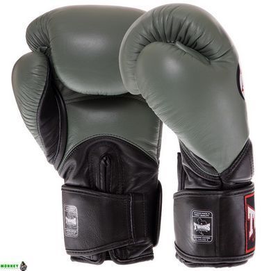 Перчатки боксерские кожаные TWINS BGVL11 Черный-красный 10 унции VELCRO 10-14унций