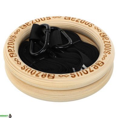 Кольца гимнастические для Кроссфита WOODEN GYM RINGS EZOUS E-02 d-32мм