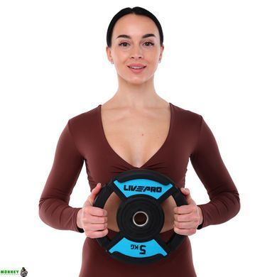 Штанга для фитнеса (фитнес памп) LiveUp LP8037 длина-1,42м 30мм 20кг черный-синий