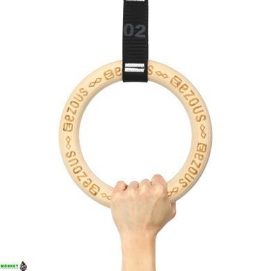 Кольца гимнастические для Кроссфита WOODEN GYM RINGS EZOUS E-02 d-32мм
