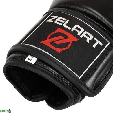 Перчатки боксерские кожаные Zelart VL-8477 Черный 10 унций
