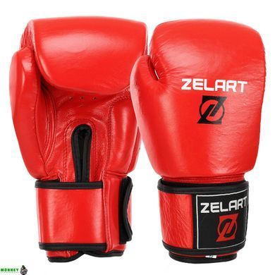 Перчатки боксерские кожаные Zelart VL-8477 Черный 10 унций
