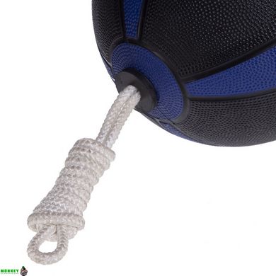 Мяч медицинский Tornado Ball Zelart на веревке FI-5709-5 5кг черный-синий
