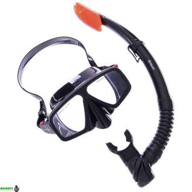 Набір для плавання маска з трубкою Zelart M273-SN124-SIL чорний-помаранчевий