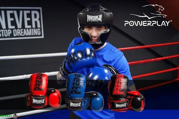 Боксерские перчатки PowerPlay 3017 красные карбон 10 унций