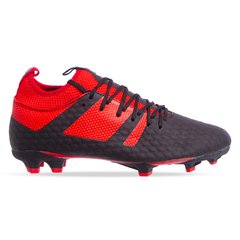 Бутсы футбольная обувь с носком DIFENO 181239-2 BLACK/RED размер 40-45 (верх-PU, черный-красный)