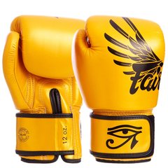 Боксерські рукавиці шкіряні FAIRTEX BGV1-FALCON 10-16 унцій золотий-чорний