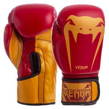Рукавички боксерські шкіряні VNM GIANT VL-8315 Червоний-золотий 10 унцій