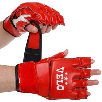 Рукавички для змішаних єдиноборств MMA шкіряні VELO ULI-4026 Червоний S