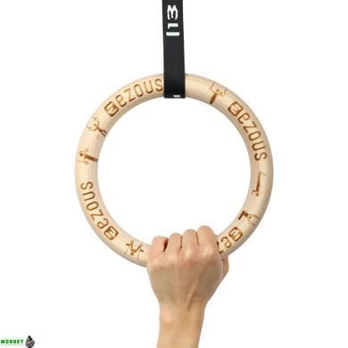 Кольца гимнастические для Кроссфита WOODEN GYM RINGS EZOUS E-03 d-28мм
