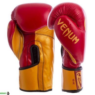 Рукавички боксерські шкіряні VNM GIANT VL-8315 Червоний-золотий 10 унцій