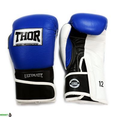 Перчатки боксерские THOR ULTIMATE 10oz /Кожа /сине-черно-белые