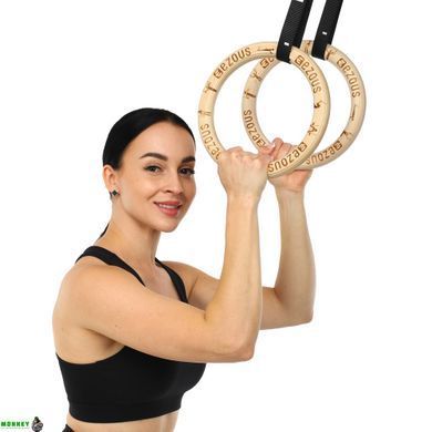 Кольца гимнастические для Кроссфита WOODEN GYM RINGS EZOUS E-03 d-28мм