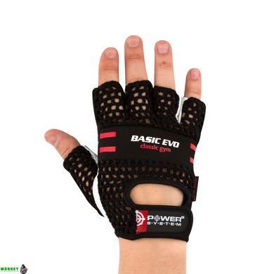 Рукавички для фітнесу і важкої атлетики Power System Basic EVO PS-2100 Black Red Line XS