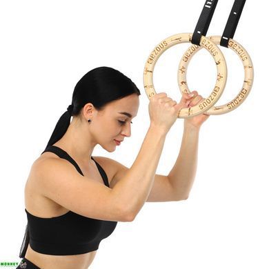 Кольца гимнастические для Кроссфита WOODEN GYM RINGS EZOUS E-03 d-28мм
