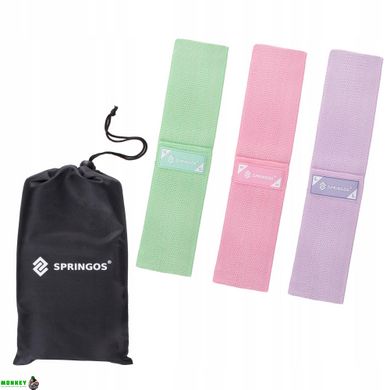 Резинка для фітнесу та спорту із тканини Springos Hip Band 3 шт FA0116
