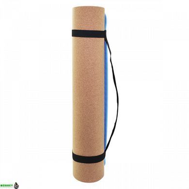 Коврик (мат) для йоги та фітнесу SportVida TPE+Cork 0.6 см SV-HK0318