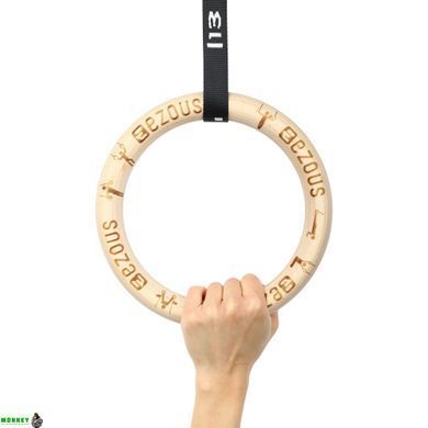 Кольца гимнастические для Кроссфита WOODEN GYM RINGS EZOUS E-03 d-28мм