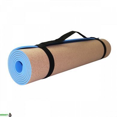 Коврик (мат) для йоги та фітнесу SportVida TPE+Cork 0.6 см SV-HK0318
