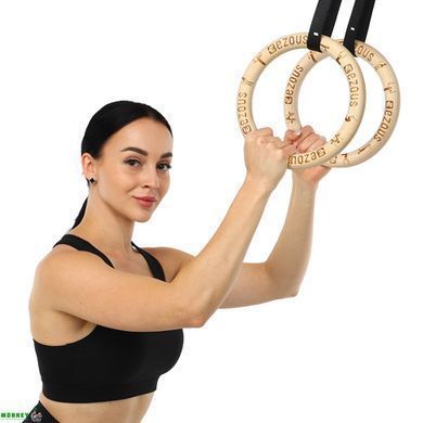 Кольца гимнастические для Кроссфита WOODEN GYM RINGS EZOUS E-03 d-28мм