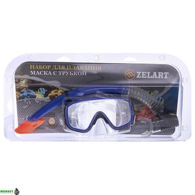 Набор для плавания маска c трубкой Zelart M138-SN50-4-PVC Черный-синий-прозрачный