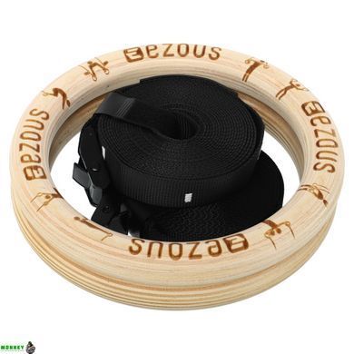 Кольца гимнастические для Кроссфита WOODEN GYM RINGS EZOUS E-03 d-28мм