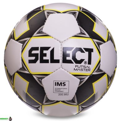 М'яч для футзалу SELECT FUTSAL MASTER IMS №4 білий-чорний-жовтий