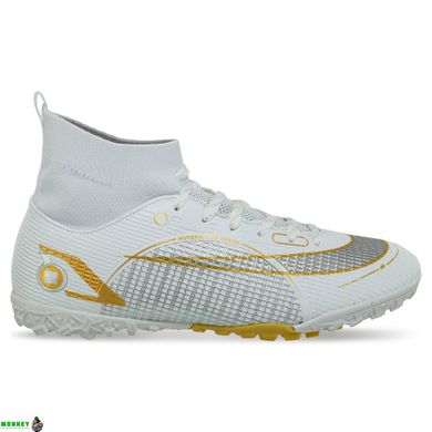 Сороконожки обувь футбольная с носком LIJIN 2588G-3 размер 40-45 (верх-PU, подошва-резина, белый)