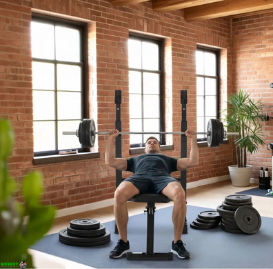 Скамейка со стойками для тренировок со штангой Gymtek XL700 складная