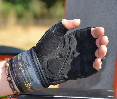 Рукавички для фітнесу MadMax MFG-880 Signature Black/Grey/Yellow M