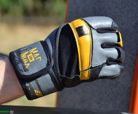 Рукавички для фітнесу MadMax MFG-880 Signature Black/Grey/Yellow M
