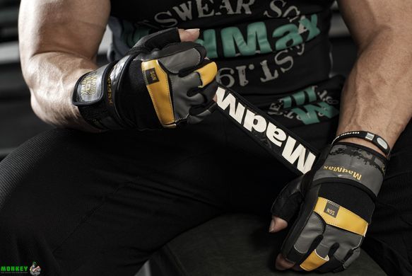 Рукавички для фітнесу MadMax MFG-880 Signature Black/Grey/Yellow M