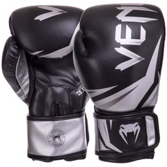 Боксерські рукавиці шкіряні VENUM CHALLENGER 3.0 VN03525-128 10-14 унцій чорний-срібний