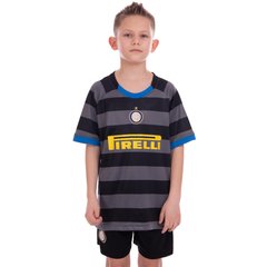 Форма футбольная детская с символикой футбольного клуба INTER MILAN резервная 2021 SP-Planeta CO-2461 8-14 лет серый-черный