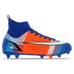 Бутсы футбольная обувь с носком LIJIN 209-1-1 размер 39-45 (верх-PU, подошва-TPU, синий-оранжевый)