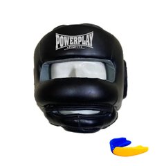 Боксерский шлем тренировочный PowerPlay 3067 c бампером PU + Amara Черный XL