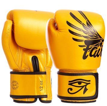 Перчатки боксерские кожаные FAIRTEX BGV1-FALCON 16 унций золотой-черный