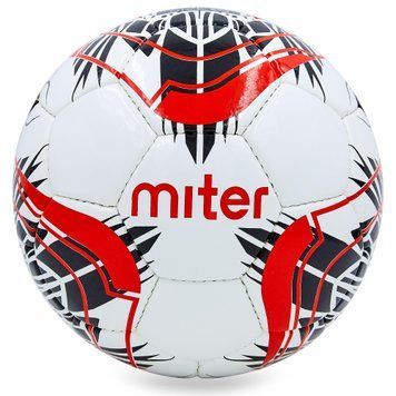 Мяч футбольный №5 PU ламин. MITER FB-6762-2 белый (№5, 5 сл., сшит вручную)