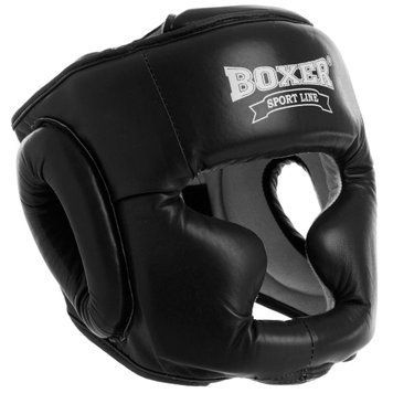 Шолом боксерський з повним захистом шкіряний BOXER Еліт 2033-1 Чорний M