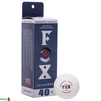 Набор мячей для настольного тенниса FOX 3* 40+ T005 3шт белый