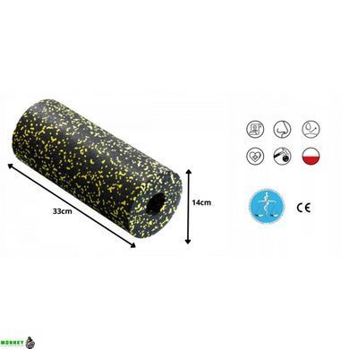 Массажный ролик (валик, роллер) гладкий 4FIZJO EPP PRO+ 33 x 14 см 4FJ0055 Black/Yellow