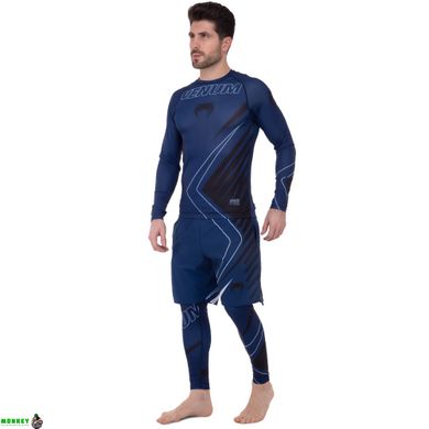 Комплект компрессионный мужской (Лонгслив, штаны и шорты) VNM 9520-9620-V5005-BL (полиэстер, эластан, M-2XL, синий)