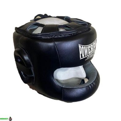 Боксерський шолом тренувальний PowerPlay 3067 з бампером PU + Amara XL Чорний